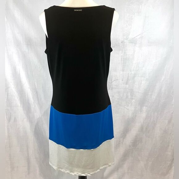 Michael Kors black blue and white color block cowl neck shift dress size medium - Picture 3 of 5